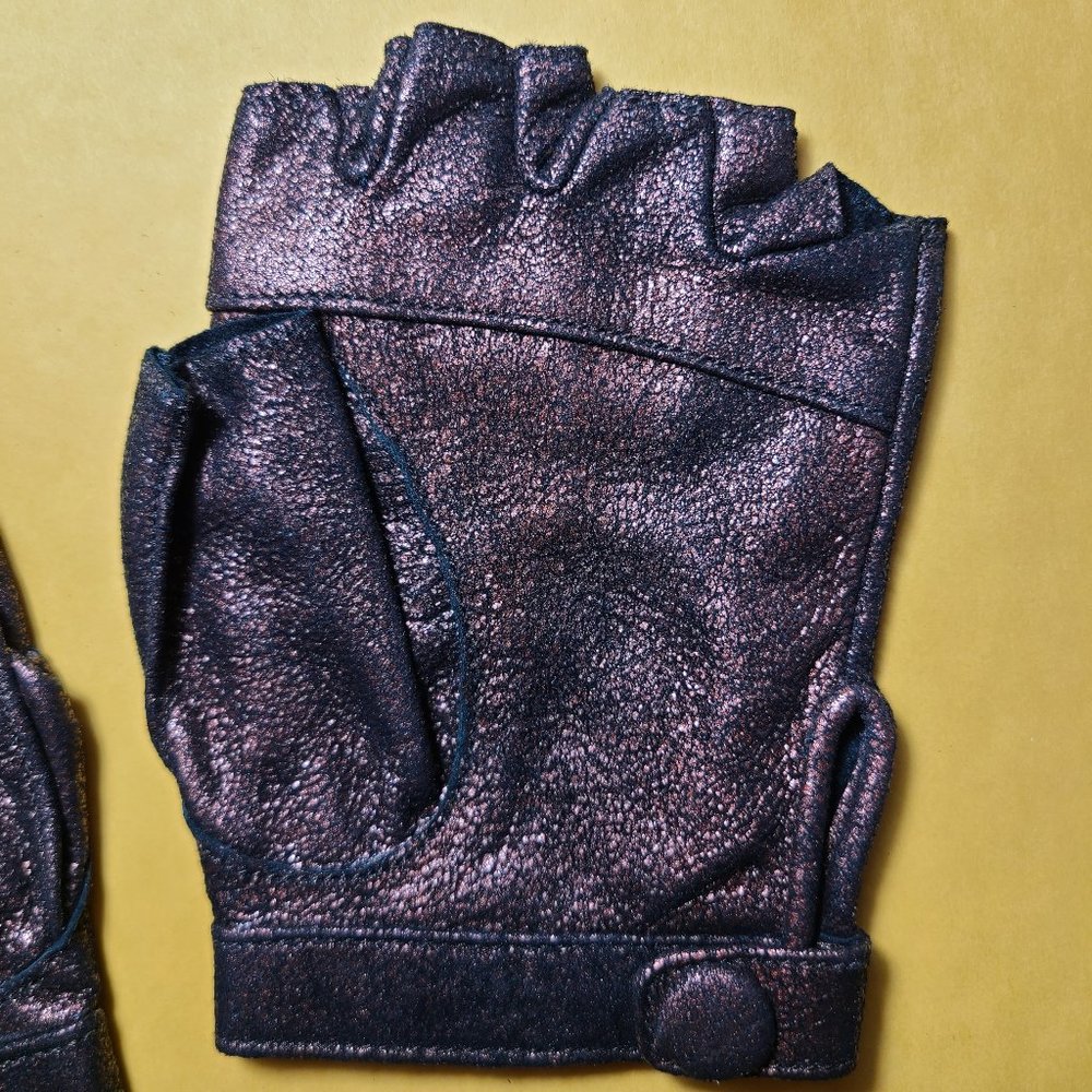 Five & Diamond Leather Steam Trunk Vox Gloves - Glam Steampunk Raver Cybergoth - Picture 10 of 13